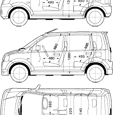 Nissan Otti (2005) - Ниссан - чертежи, габариты, рисунки автомобиля
