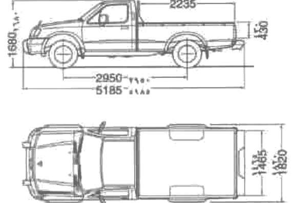 Nissan Pick-up 4x4 Long Bed - Ниссан - чертежи, габариты, рисунки автомобиля