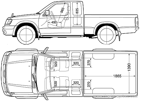 Nissan Pickup D22 Extended Cab (2001) - Ниссан - чертежи, габариты, рисунки автомобиля