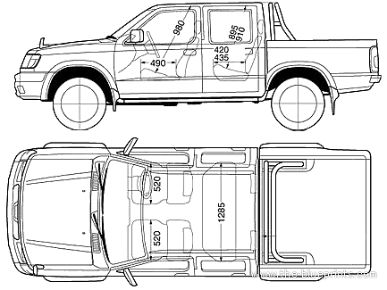 Nissan Pickup D22 Twin Cab (2001) - Ниссан - чертежи, габариты, рисунки автомобиля