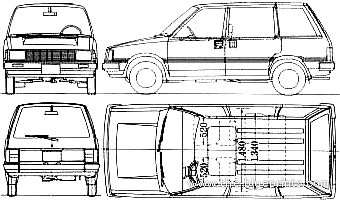 Nissan Prairie (1983) - Ниссан - чертежи, габариты, рисунки автомобиля