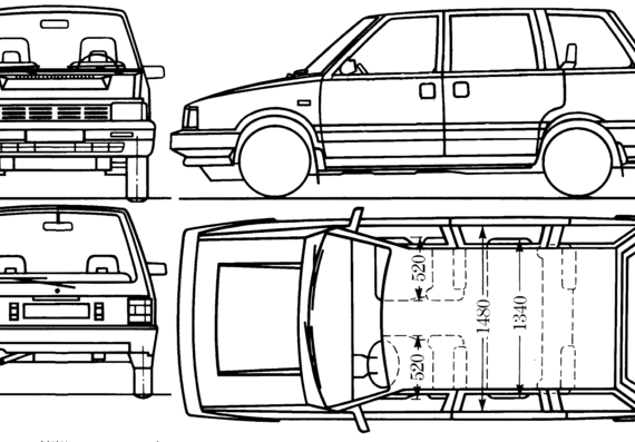 Nissan Prairie (1985) - Ниссан - чертежи, габариты, рисунки автомобиля