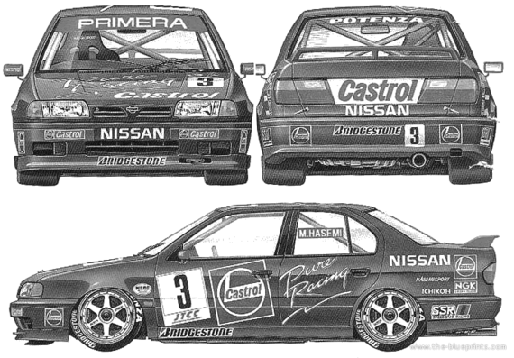 Nissan Primera JTCC - Ниссан - чертежи, габариты, рисунки автомобиля