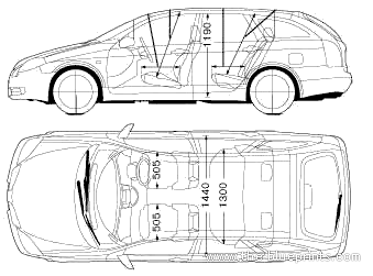 Nissan Primera Wagon WP12 (2004) - Ниссан - чертежи, габариты, рисунки автомобиля