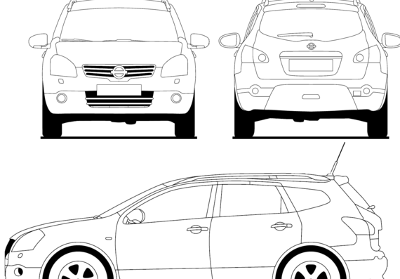Nissan Qashqai+2 (2008) - Ниссан - чертежи, габариты, рисунки автомобиля