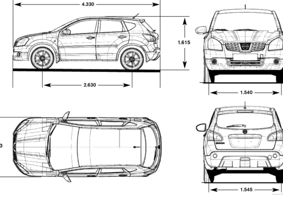 Nissan Qashqai (2012) - Ниссан - чертежи, габариты, рисунки автомобиля