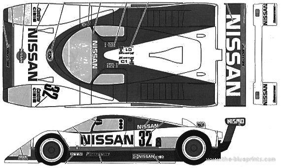 Nissan R88C LM (1988) - Ниссан - чертежи, габариты, рисунки автомобиля