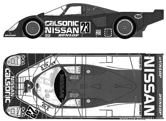 Nissan R90CP LM (1990) - Ниссан - чертежи, габариты, рисунки автомобиля