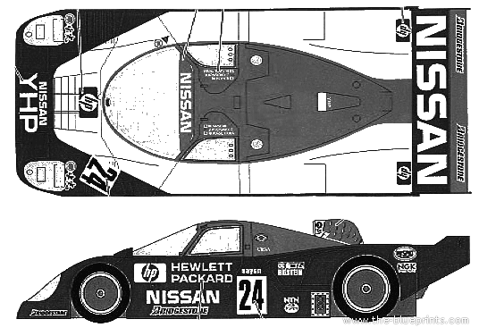 Nissan R92CP (1992) - Ниссан - чертежи, габариты, рисунки автомобиля