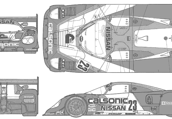 Nissan R 89 C Calsonic - Ниссан - чертежи, габариты, рисунки автомобиля