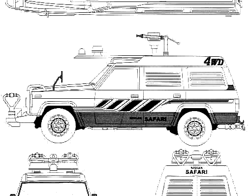 Nissan Safari 4WD - Ниссан - чертежи, габариты, рисунки автомобиля