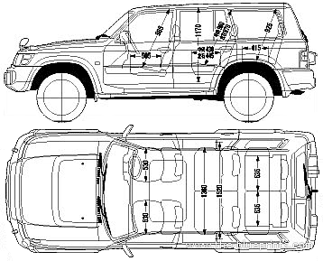 Nissan Safari 5-Door (2001) - Ниссан - чертежи, габариты, рисунки автомобиля