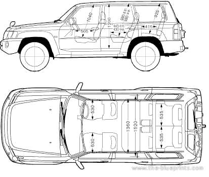 Nissan Safari 5-Door (2005) - Ниссан - чертежи, габариты, рисунки автомобиля