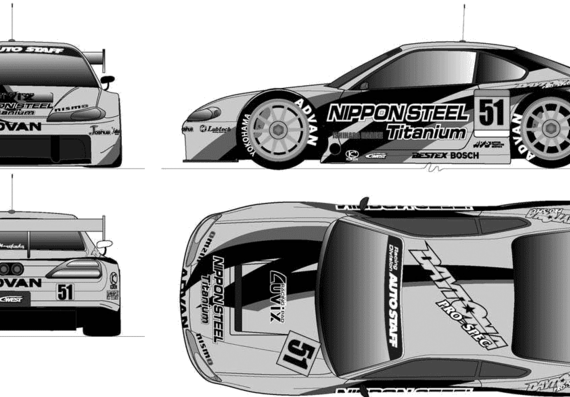 Nissan Silvia S15 GT300 - Ниссан - чертежи, габариты, рисунки автомобиля