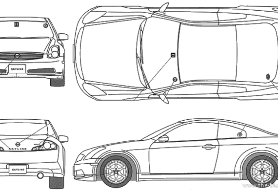 Nissan Skyline 350GT - Ниссан - чертежи, габариты, рисунки автомобиля