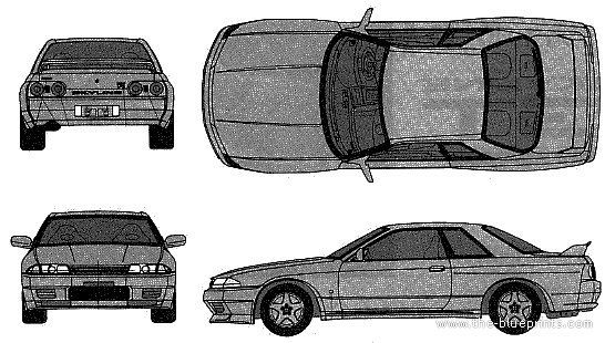 Nissan Skyline GT-R (R32) - Ниссан - чертежи, габариты, рисунки автомобиля