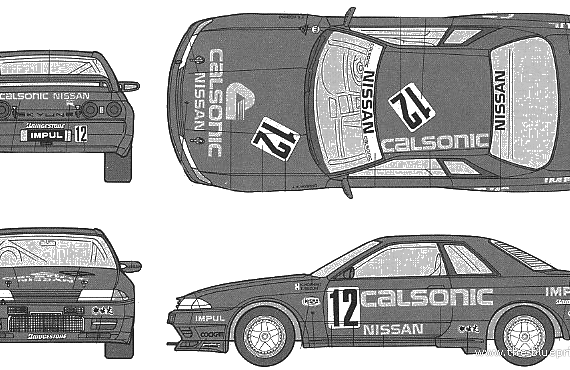 Nissan Skyline GT-R R32 (1992) - Ниссан - чертежи, габариты, рисунки автомобиля
