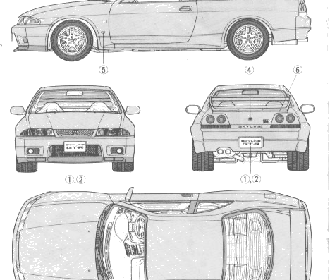 Nissan Skyline GT-R R32 (1994) - Ниссан - чертежи, габариты, рисунки автомобиля