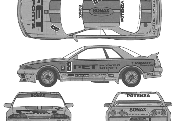 Nissan Skyline GT-R R32 FET Group A - Ниссан - чертежи, габариты, рисунки автомобиля