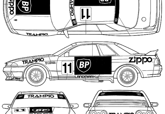 Nissan Skyline GT-R R32 Group A BP Oil - Ниссан - чертежи, габариты, рисунки автомобиля