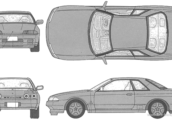 Nissan Skyline GTS-T R32 - Ниссан - чертежи, габариты, рисунки автомобиля