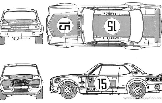 Nissan Skyline KPGC10 - Ниссан - чертежи, габариты, рисунки автомобиля