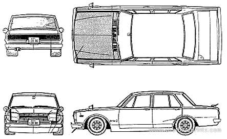 Nissan Skyline PGC10 4Door Type S45 - Ниссан - чертежи, габариты, рисунки автомобиля