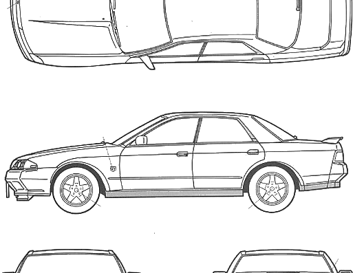 Nissan Skyline R32 4-Door - Ниссан - чертежи, габариты, рисунки автомобиля