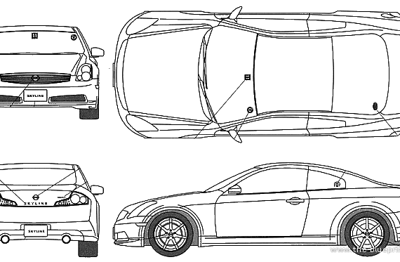 Nissan Skyline R35 Coupe 350GT - Ниссан - чертежи, габариты, рисунки автомобиля