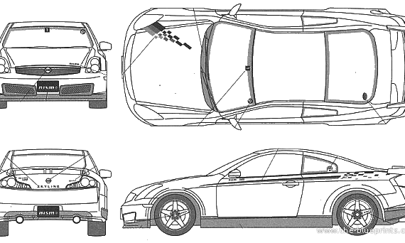 Nissan Skyline R35 Coupe 350GT Nismo - Ниссан - чертежи, габариты, рисунки автомобиля