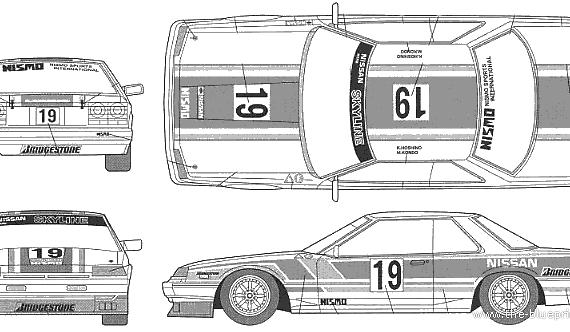Nissan Skyline RSX - Ниссан - чертежи, габариты, рисунки автомобиля