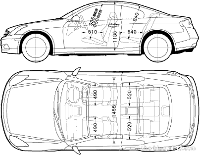 Nissan Skyline V35 Coupe (2005) - Ниссан - чертежи, габариты, рисунки автомобиля