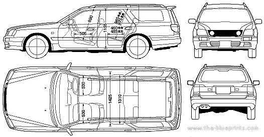 Nissan Stagea (2001) - Ниссан - чертежи, габариты, рисунки автомобиля