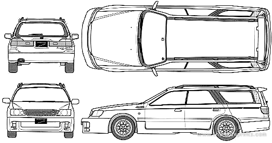 Nissan Stagea 260RS - Ниссан - чертежи, габариты, рисунки автомобиля