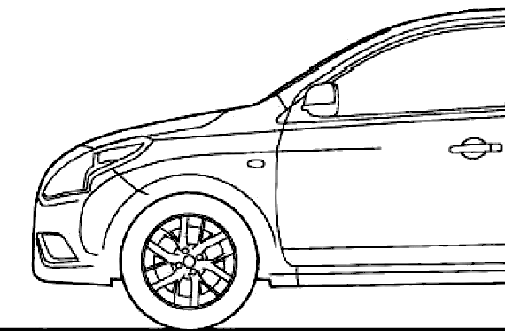 Nissan Sunny (2014) - Ниссан - чертежи, габариты, рисунки автомобиля
