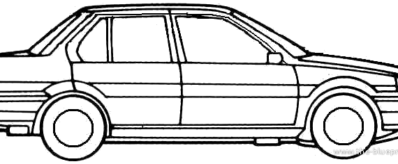 Nissan Sunny 4-Door (1988) - Ниссан - чертежи, габариты, рисунки автомобиля