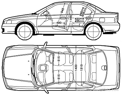 Nissan Sunny 4-Door (2003) - Ниссан - чертежи, габариты, рисунки автомобиля