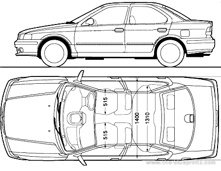 Nissan Sunny B15 (2001) - Ниссан - чертежи, габариты, рисунки автомобиля