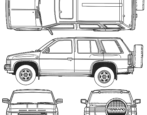 Nissan Terrano - Pathfinder R3M (1991) - Ниссан - чертежи, габариты, рисунки автомобиля
