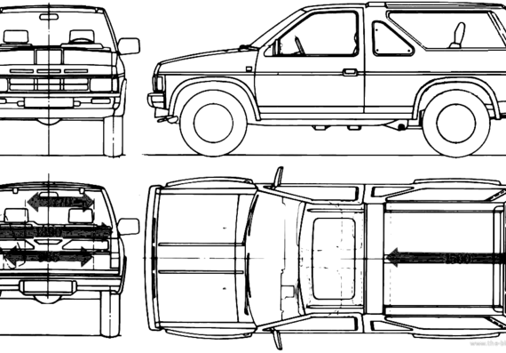 Nissan Terrano 2-Door (1987) - Ниссан - чертежи, габариты, рисунки автомобиля