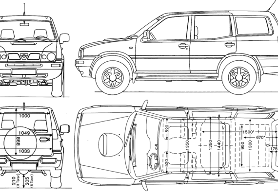 Nissan Terrano II LWB (1996) - Ниссан - чертежи, габариты, рисунки автомобиля