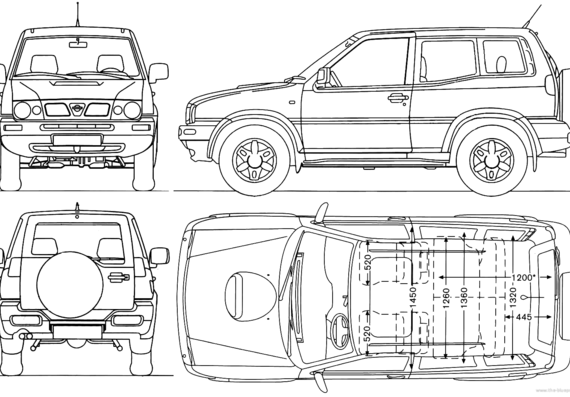 Nissan Terrano II SWB (1996) - Ниссан - чертежи, габариты, рисунки автомобиля