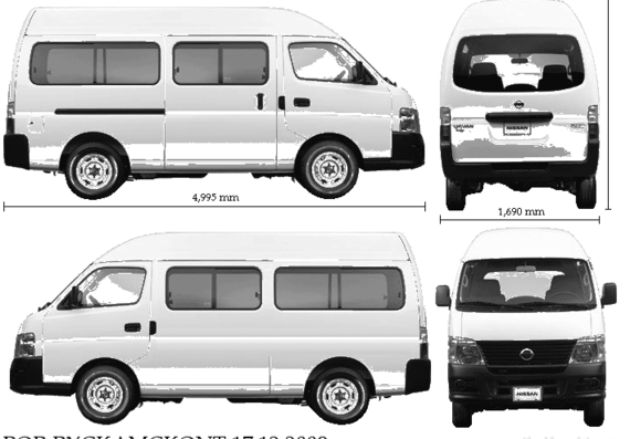 Nissan Urvan Diesel Toldo alto (2010) - Ниссан - чертежи, габариты, рисунки автомобиля