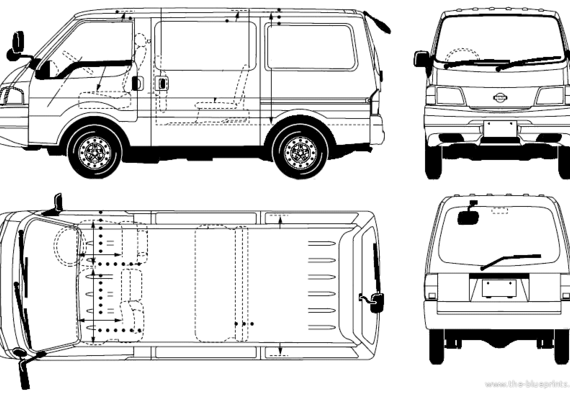 Nissan Vanette (2002) - Ниссан - чертежи, габариты, рисунки автомобиля