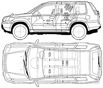 Nissan X-Trail (2003) - Ниссан - чертежи, габариты, рисунки автомобиля