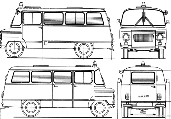 Nysa S521 Ambulance (1969) - Разные автомобили - чертежи, габариты, рисунки автомобиля