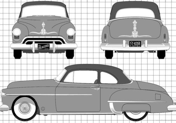Oldsmobile 88 Holiday Coupe (1950) - Олдсмобиль - чертежи, габариты, рисунки автомобиля