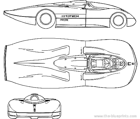 Oldsmobile Aerotech Long Tail - Олдсмобиль - чертежи, габариты, рисунки автомобиля