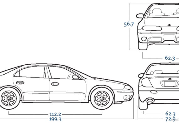 Oldsmobile Aurora - Олдсмобиль - чертежи, габариты, рисунки автомобиля