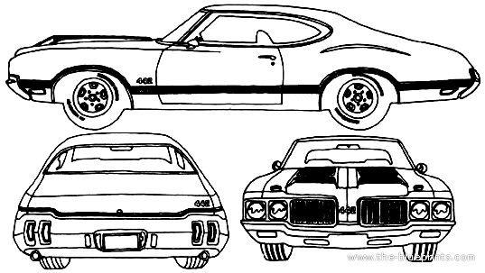 Oldsmobile Cutlass 442 W30 (1970) - Олдсмобиль - чертежи, габариты, рисунки автомобиля